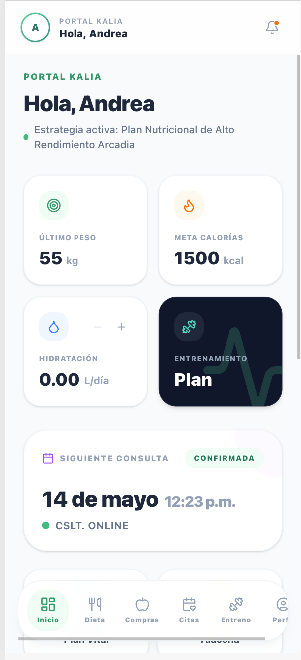 Vista móvil del perfil del paciente
